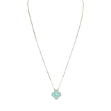 Pre-owned Van Cleef & Arpels 2022 Holiday Vintage Alhambra Pendant Necklace Light Green Celadon Sevres Porcelain & Diamonds White Gold - Thumbnail View 1