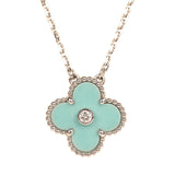 Pre-owned Van Cleef & Arpels 2022 Holiday Vintage Alhambra Pendant Necklace Light Green Celadon Sevres Porcelain & Diamonds White Gold - Thumbnail View 2