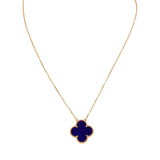 Van Cleef & Arpels "Vendome" Magic Alhambra Pendant Necklace Blue Sevres Porcelain 18K Yellow Gold - Thumbnail View 1