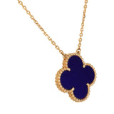 Van Cleef & Arpels "Vendome" Magic Alhambra Pendant Necklace Blue Sevres Porcelain 18K Yellow Gold - Thumbnail View 3