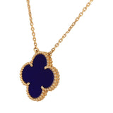 Van Cleef & Arpels "Vendome" Magic Alhambra Pendant Necklace Blue Sevres Porcelain 18K Yellow Gold - Thumbnail View 4