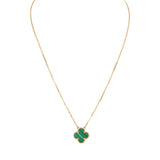 Van Cleef & Arpels Vintage Alhambra Motif Pendant Necklace Malachite 18K Yellow Gold - Thumbnail View 1