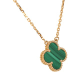 Van Cleef & Arpels Vintage Alhambra Motif Pendant Necklace Malachite 18K Yellow Gold - Thumbnail View 3