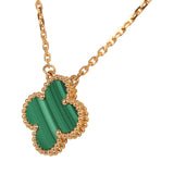 Van Cleef & Arpels Vintage Alhambra Motif Pendant Necklace Malachite 18K Yellow Gold - Thumbnail View 5