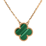 Van Cleef & Arpels Vintage Alhambra Motif Pendant Necklace Malachite 18K Yellow Gold - Thumbnail View 4