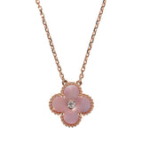 Van Cleef & Arpels 2025 Holiday Vintage Alhambra Pendant Necklace Pink Mother Of Pearl 18K Rose Gold & Diamonds - Thumbnail View 2