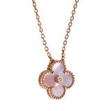 Van Cleef & Arpels 2025 Holiday Vintage Alhambra Pendant Necklace Pink Mother Of Pearl 18K Rose Gold & Diamonds - Thumbnail View 3