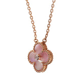 Van Cleef & Arpels 2025 Holiday Vintage Alhambra Pendant Necklace Pink Mother Of Pearl 18K Rose Gold & Diamonds - Thumbnail View 5