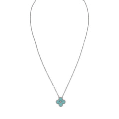 Van Cleef & Arpels 2022 Holiday Vintage Alhambra Pendant Necklace Light Green Celadon Sevres Porcelain & Diamonds White Gold