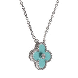 Van Cleef & Arpels 2022 Holiday Vintage Alhambra Pendant Necklace Light Green Celadon Sevres Porcelain & Diamonds White Gold - Thumbnail View 3