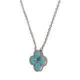 Van Cleef & Arpels 2022 Holiday Vintage Alhambra Pendant Necklace Light Green Celadon Sevres Porcelain & Diamonds White Gold - Thumbnail View 5