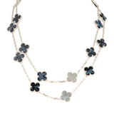 Van Cleef & Arpels Vintage Alhambra 20 Motif Long Necklace Pietersite 18K White Gold - Thumbnail View 1