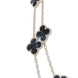 Van Cleef & Arpels Vintage Alhambra 20 Motif Long Necklace Pietersite 18K White Gold - Thumbnail View 3