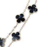Van Cleef & Arpels Vintage Alhambra 20 Motif Long Necklace Pietersite 18K White Gold - Thumbnail View 4