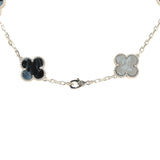 Van Cleef & Arpels Vintage Alhambra 20 Motif Long Necklace Pietersite 18K White Gold - Thumbnail View 7