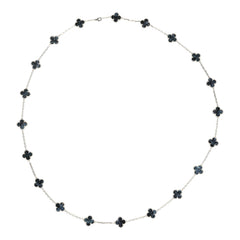 Van Cleef & Arpels Vintage Alhambra 20 Motif Long Necklace Pietersite 18K White Gold