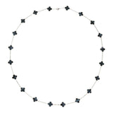 Van Cleef & Arpels Vintage Alhambra 20 Motif Long Necklace Pietersite 18K White Gold - Thumbnail View 3