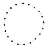 Van Cleef & Arpels Vintage Alhambra 20 Motif Long Necklace Pietersite 18K White Gold - Thumbnail View 2