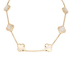 Pre-owned Van Cleef & Arpels Pure Alhambra 9 Motif Necklace Mother of Pearl 18K Yellow Gold