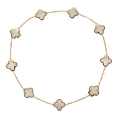 Pre-owned Van Cleef & Arpels Pure Alhambra 9 Motif Necklace Mother of Pearl 18K Yellow Gold