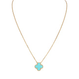 Pre-owned Van Cleef & Arpels Vintage Alhambra Motif Pendant Necklace Turquoise 18K Yellow Gold - Thumbnail View 1