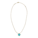 Pre-owned Van Cleef & Arpels Vintage Alhambra Motif Pendant Necklace Turquoise 18K Yellow Gold - Thumbnail View 5