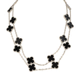 Pre-owned Van Cleef & Arpels Vintage Alhambra 20 Motif Long Necklace Onyx 18K White Gold - Thumbnail View 1