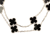 Pre-owned Van Cleef & Arpels Vintage Alhambra 20 Motif Long Necklace Onyx 18K White Gold - Thumbnail View 2