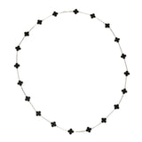 Pre-owned Van Cleef & Arpels Vintage Alhambra 20 Motif Long Necklace Onyx 18K White Gold - Thumbnail View 4