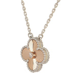 Van Cleef & Arpels 2024 Holiday Vintage Alhambra Pendant Necklace Rose Gold Guilloche 18K White Gold & Diamonds - Thumbnail View 5