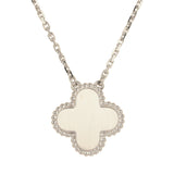 Van Cleef & Arpels 2024 Holiday Vintage Alhambra Pendant Necklace Rose Gold Guilloche 18K White Gold & Diamonds - Thumbnail View 4