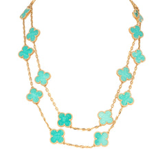 Van Cleef & Arpels Vintage Alhambra 20 Motif Long Necklace Amazonite 18K Yellow Gold