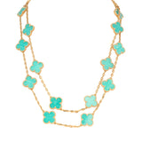 Van Cleef & Arpels Vintage Alhambra 20 Motif Long Necklace Amazonite 18K Yellow Gold - Thumbnail View 1