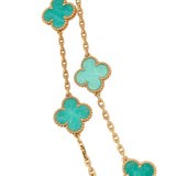 Van Cleef & Arpels Vintage Alhambra 20 Motif Long Necklace Amazonite 18K Yellow Gold - Thumbnail View 3