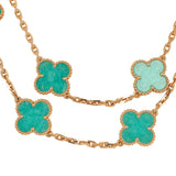 Van Cleef & Arpels Vintage Alhambra 20 Motif Long Necklace Amazonite 18K Yellow Gold - Thumbnail View 4
