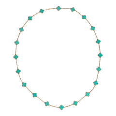 Van Cleef & Arpels Vintage Alhambra 20 Motif Long Necklace Amazonite 18K Yellow Gold