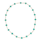 Van Cleef & Arpels Vintage Alhambra 20 Motif Long Necklace Amazonite 18K Yellow Gold - Thumbnail View 2