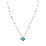 Van Cleef & Arpels Vintage Alhambra Motif Pendant Necklace Turquoise 18K Yellow Gold - Thumbnail View 1
