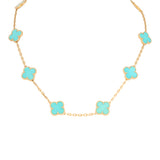 Pre-owned Van Cleef & Arpels Vintage Alhambra 10 Motif Necklace Turquoise 18K Yellow Gold Hardware - Thumbnail View 2