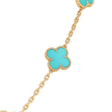 Pre-owned Van Cleef & Arpels Vintage Alhambra 10 Motif Necklace Turquoise 18K Yellow Gold Hardware - Thumbnail View 4