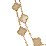 Pre-owned Van Cleef & Arpels Vintage Alhambra Clear Rock Candy Crystal 20 Motif Long Necklace 18K Yellow Gold - Thumbnail View 3