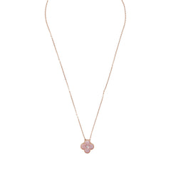 Van Cleef & Arpels 2025 Holiday Vintage Alhambra Pendant Necklace Pink Mother Of Pearl 18K Rose Gold & Diamonds