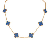 Van Cleef & Arpels Vintage Alhambra 10 Motif Necklace Blue Agate 18K Yellow Gold - Thumbnail View 1
