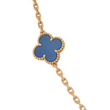 Van Cleef & Arpels Vintage Alhambra 10 Motif Necklace Blue Agate 18K Yellow Gold - Thumbnail View 3
