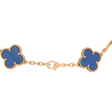 Van Cleef & Arpels Vintage Alhambra 10 Motif Necklace Blue Agate 18K Yellow Gold - Thumbnail View 4