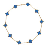 Van Cleef & Arpels Vintage Alhambra 10 Motif Necklace Blue Agate 18K Yellow Gold - Thumbnail View 5