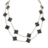 Van Cleef & Arpels Vintage Alhambra 20 Motif Long Necklace Veined Onyx 18K White Gold - Thumbnail View 1