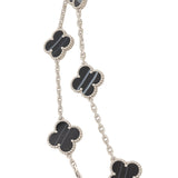 Van Cleef & Arpels Vintage Alhambra 20 Motif Long Necklace Veined Onyx 18K White Gold - Thumbnail View 3