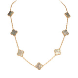 Van Cleef & Arpels Vintage Alhambra 10 Motif Necklace Grey Mother of Pearl 18K Yellow Gold - Thumbnail View 1