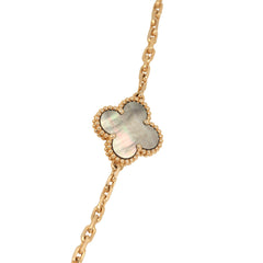Van Cleef & Arpels Vintage Alhambra 10 Motif Necklace Grey Mother of Pearl 18K Yellow Gold